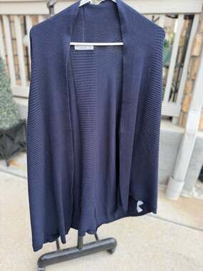 89th + Madison Navy Blue Ribbed Knit Open Front Cardigan Plus Size 3X